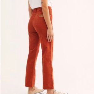 Red corduroy wranglers